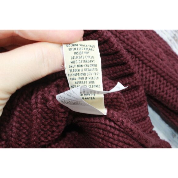 LL Bean Double L Cable Sweater Zip Cardigan Red Size XS - Picture 6 of 10